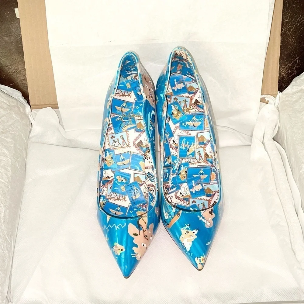 Christian Louboutin Hot Chick pumps 100mm patent blue Greek Odyssey EU40